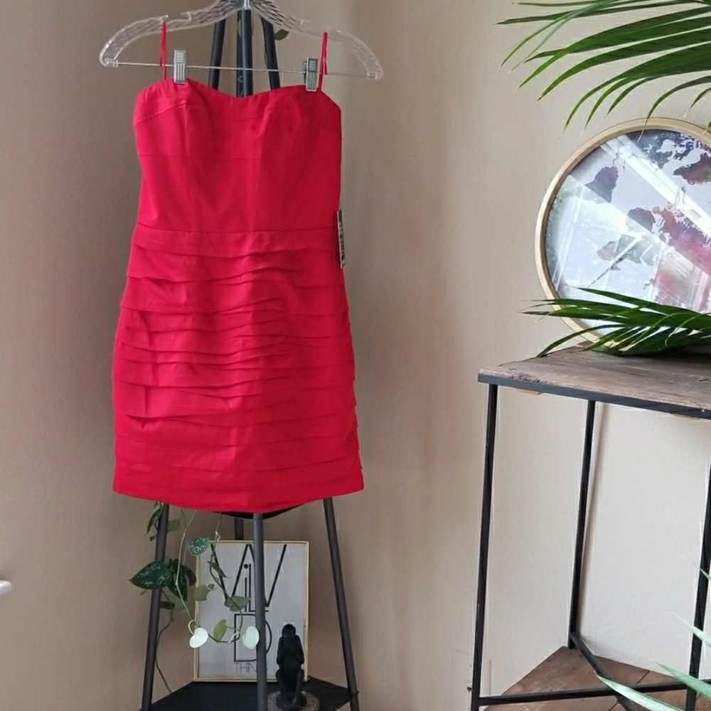 Express Satin Strapless Cocktail Dress